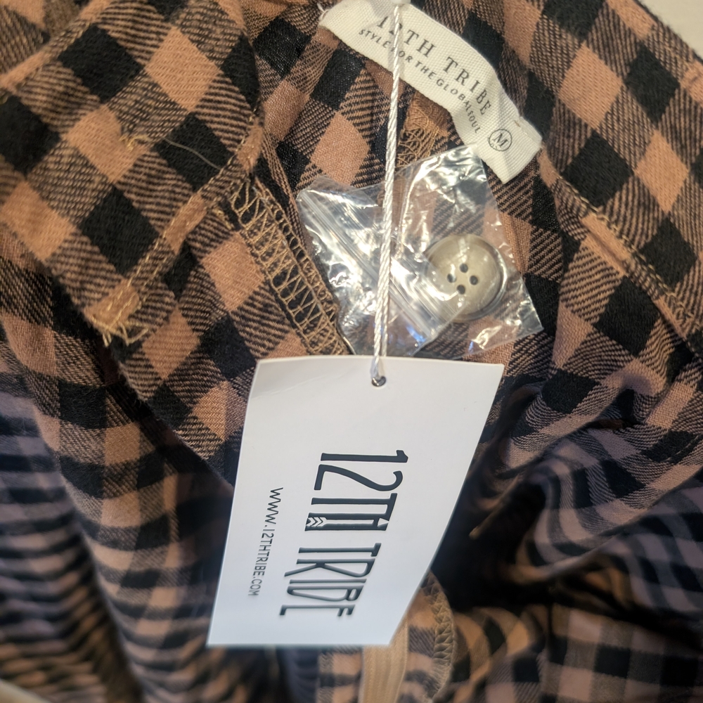 12th Tribe Black and Tan Checkered Capris